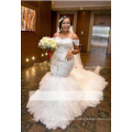 Plus Size White Mermaid Sweetheart Fat Ladies Wedding Dress with Long Tail